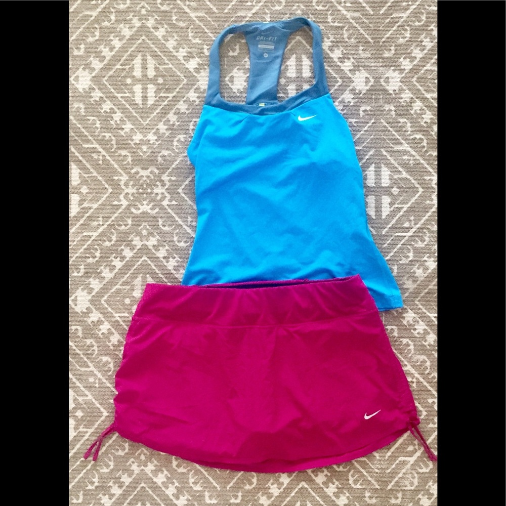 Set of Nike Dri-Fit workout top and skort.